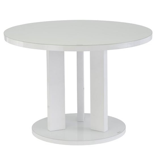 Brambee White Gloss Glass Dining Table And 4 Sako Red Chairs_2