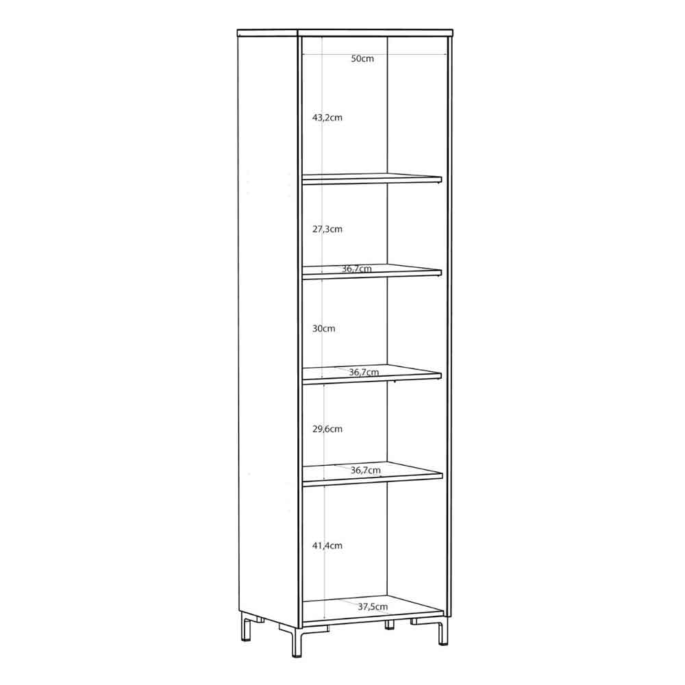 Bramley Tall Wooden Display Cabinet with 1 Door in Mauvella Oak and Sand