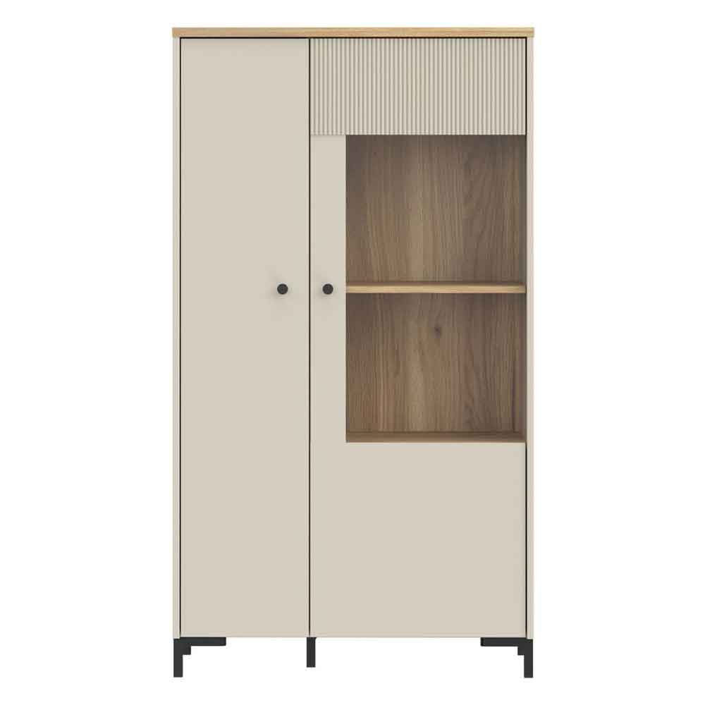 Bramley Wooden Display Cabinet with 2 Doors in Mauvella Oak and Sand