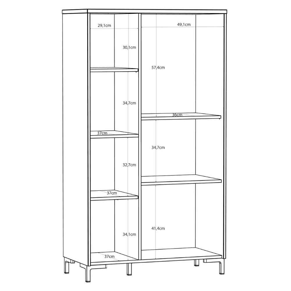 Bramley Wooden Display Cabinet with 2 Doors in Mauvella Oak and Sand