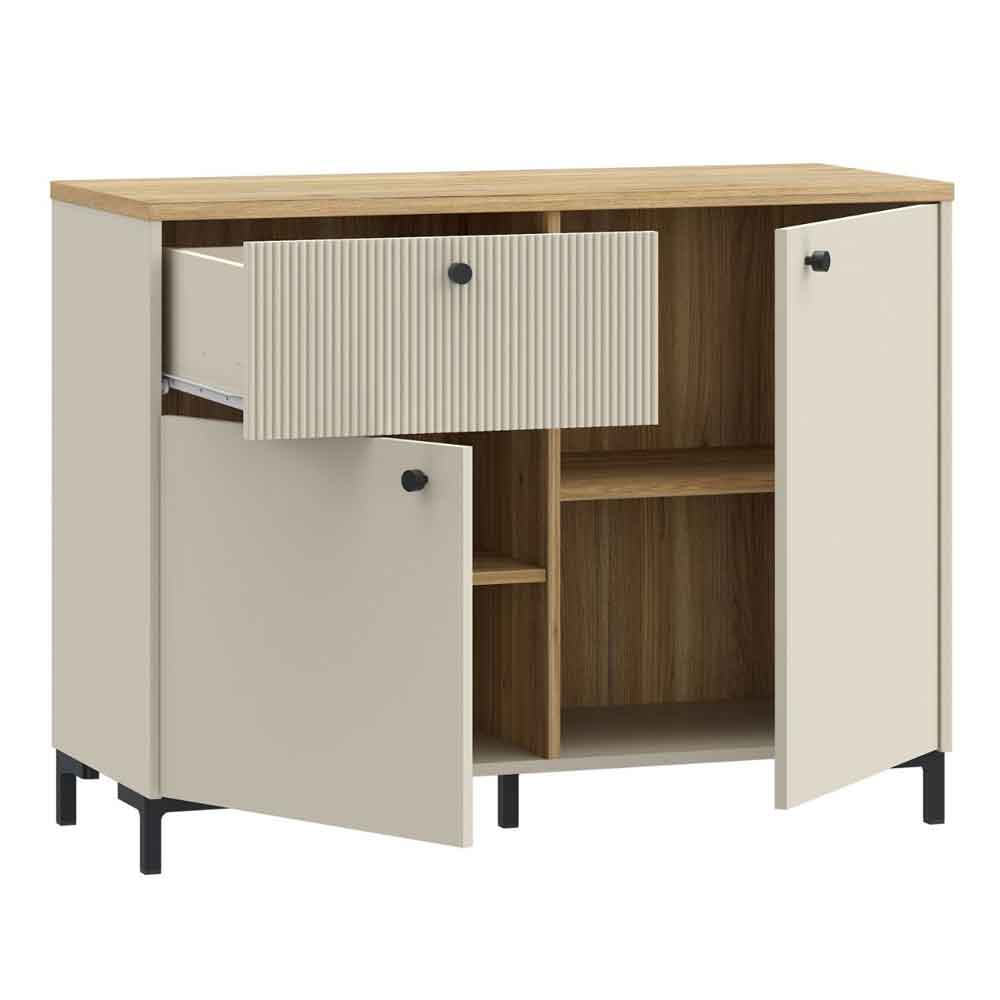 Bramley Wooden Sideboard 2 Doors 1 Drawer in Mauvella Oak and Sand
