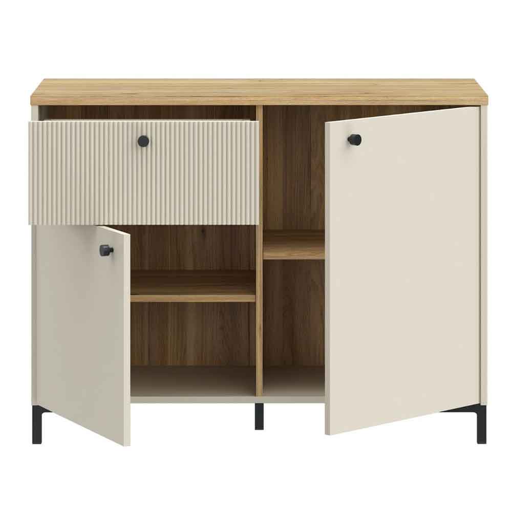 Bramley Wooden Sideboard 2 Doors 1 Drawer in Mauvella Oak and Sand