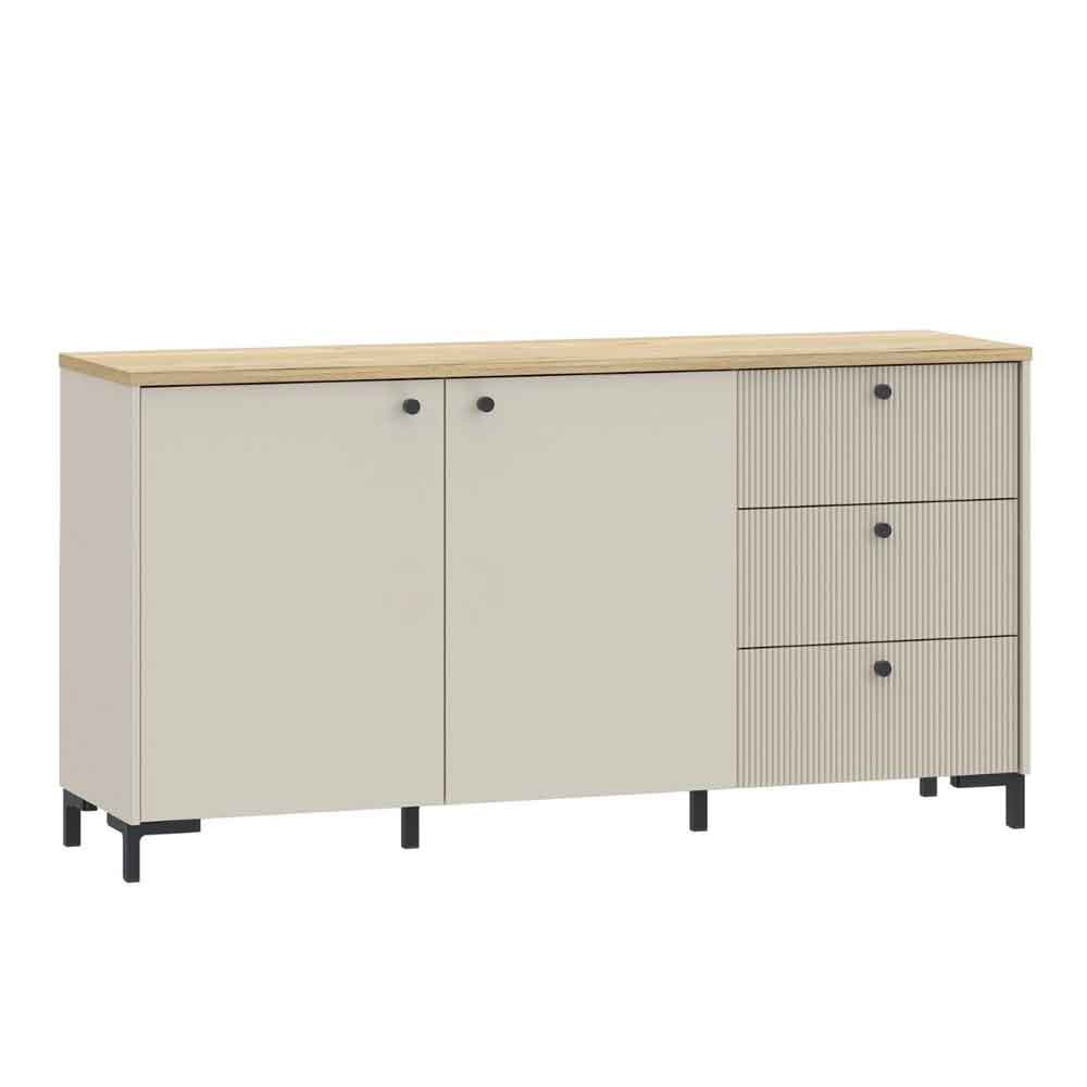 Bramley Wooden Sideboard 2 Doors 3 Drawers in Mauvella Oak and Sand