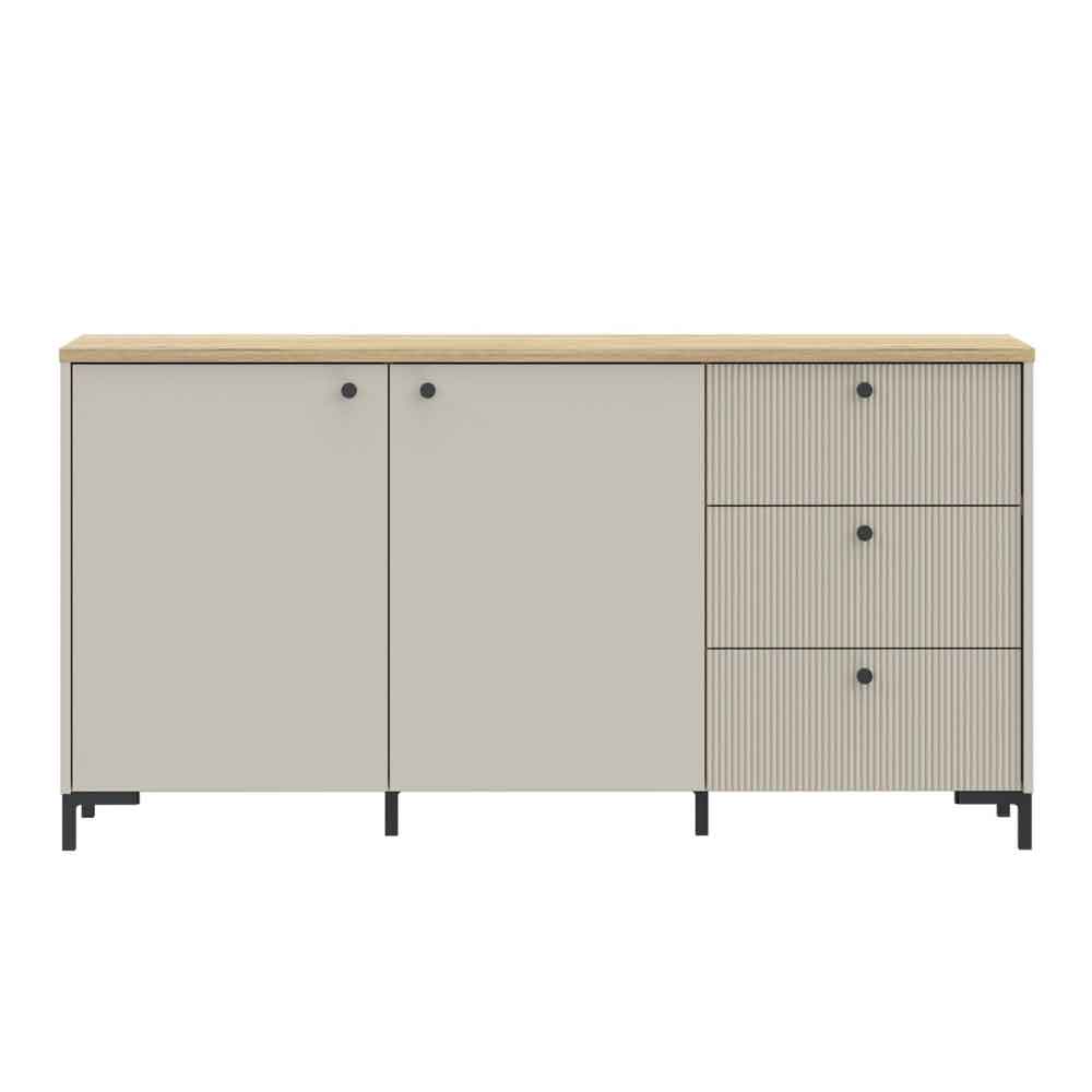 Bramley Wooden Sideboard 2 Doors 3 Drawers in Mauvella Oak and Sand