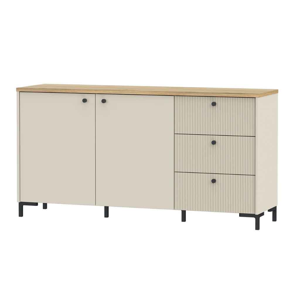 Bramley Wooden Sideboard 2 Doors 3 Drawers in Mauvella Oak and Sand