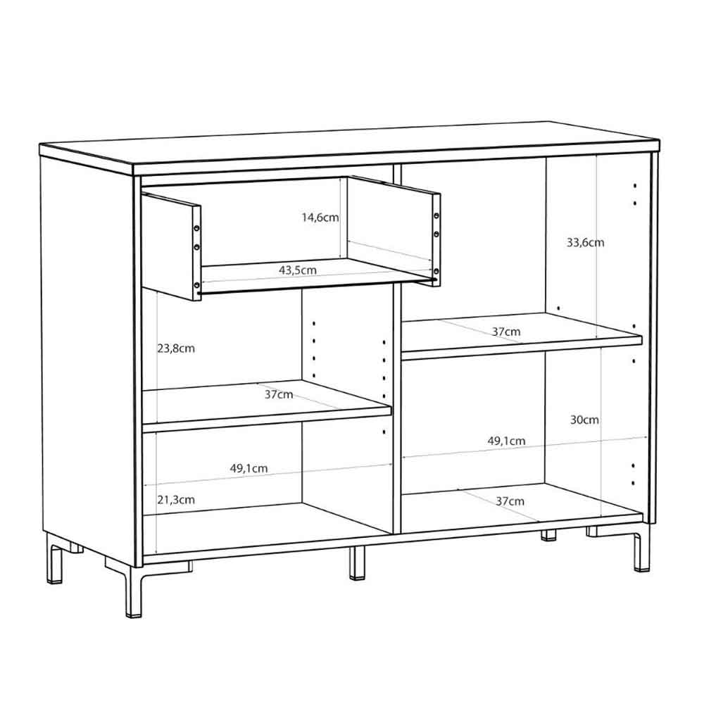 Bramley Wooden Sideboard 2 Doors 3 Drawers in Mauvella Oak and Sand