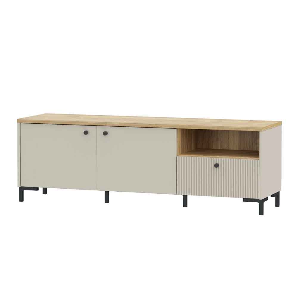 Bramley Wooden TV Stand with 2 Doors 1 Drawer in Mauvella Oak and Sand