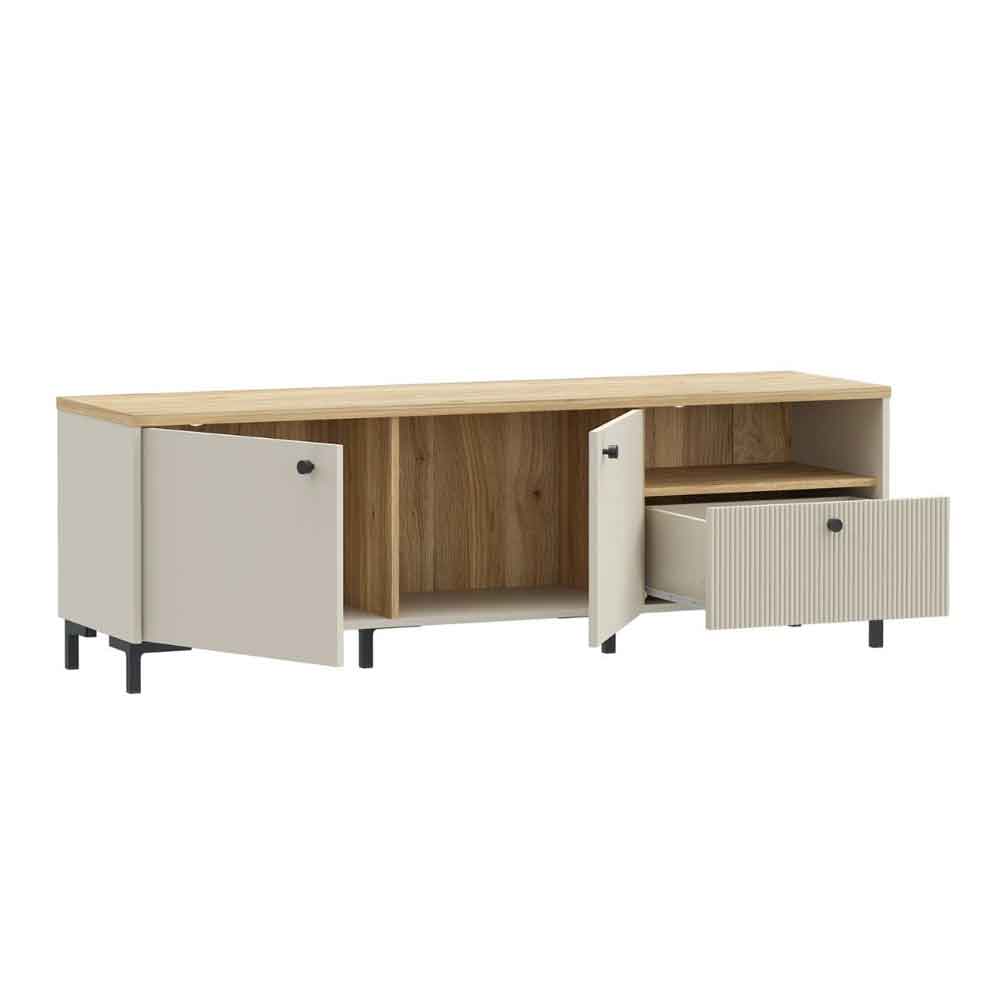 Bramley Wooden TV Stand with 2 Doors 1 Drawer in Mauvella Oak and Sand