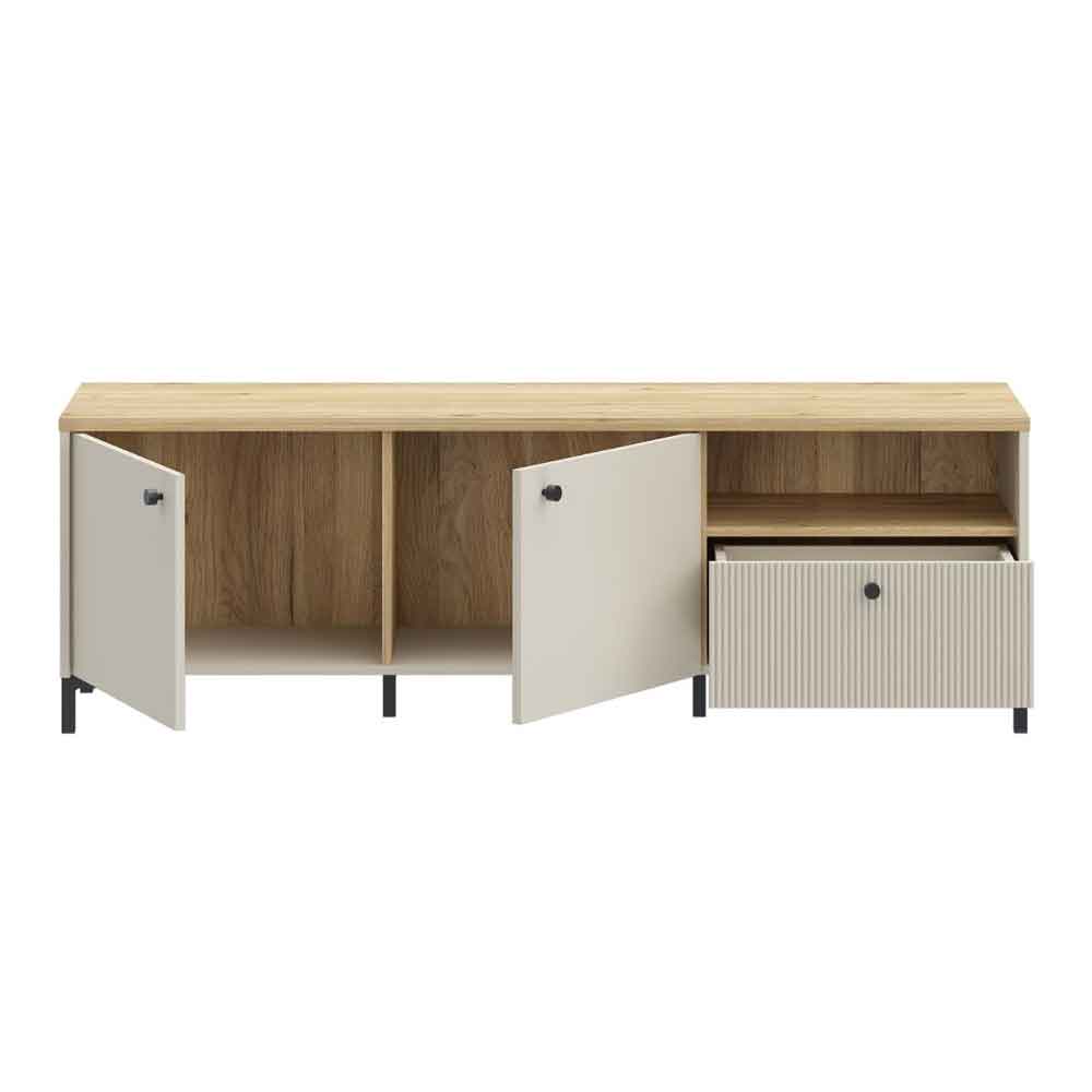 Bramley Wooden TV Stand with 2 Doors 1 Drawer in Mauvella Oak and Sand