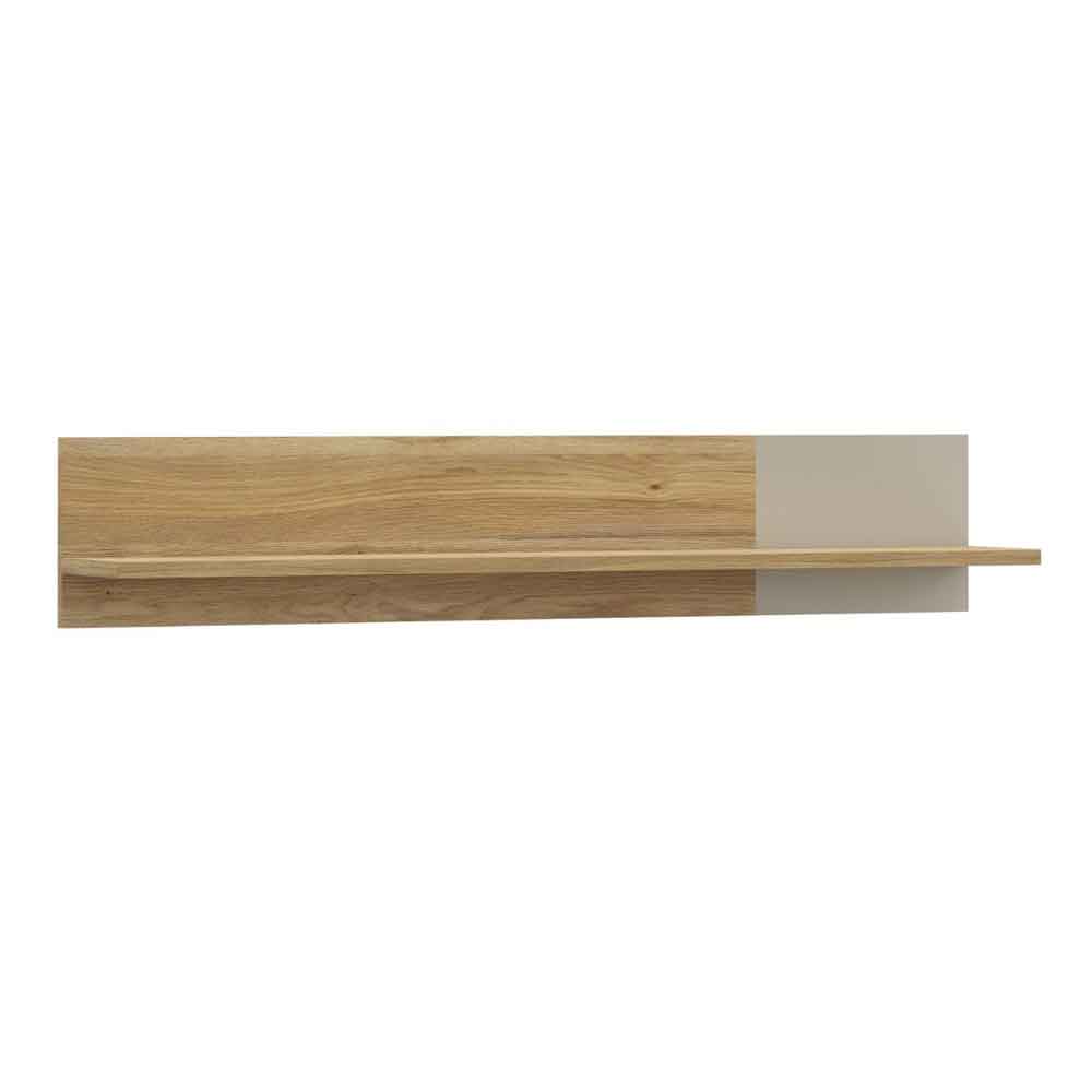 Bramley Wooden Wall Shelf in Mauvella Oak and Sand