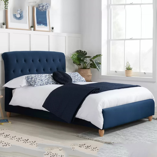 Product photograph of Brampton Fabric Small Double Bed In Midnight Blue from Furniture in Fashion