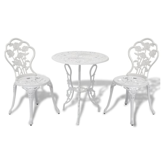 Brandi Cast Aluminium 3 Piece Bistro Set In White