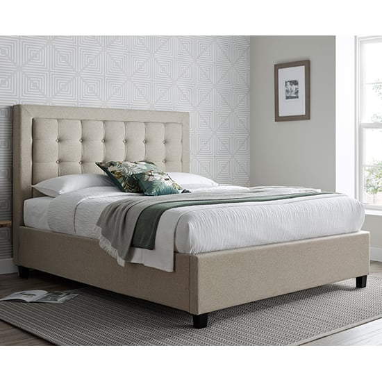 Product photograph of Brandon Fabric Ottoman Storage Double Bed In Oatmeal from Furniture in Fashion