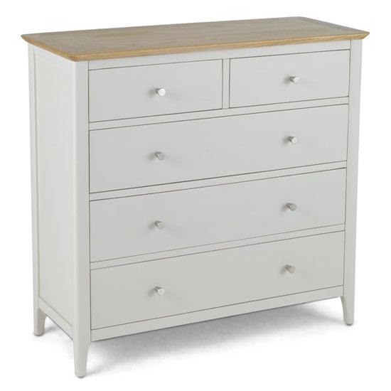 Product photograph of Brandy Chest Of Drawers In Off White And Oak With 5 Drawers from Furniture in Fashion