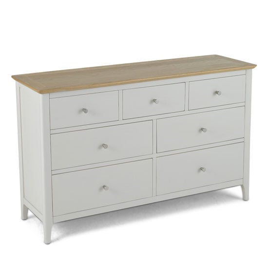 Brandy Chest Of Drawers In Off White And Oak With 7 Drawers