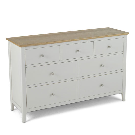 Brandy Chest Of Drawers In Off White And Oak With 7 Drawers thumbnail