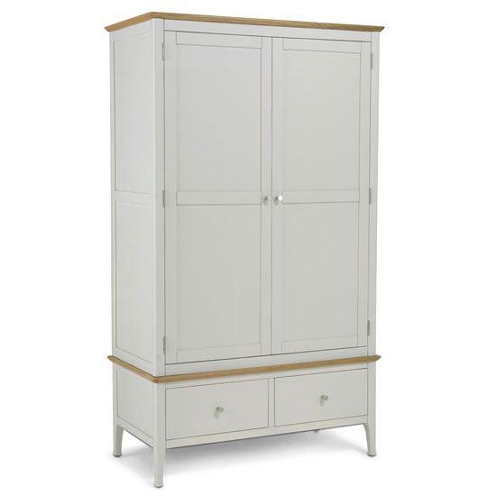Brandy Double Door Wardrobe In Off White And Oak With 1 Drawer thumbnail