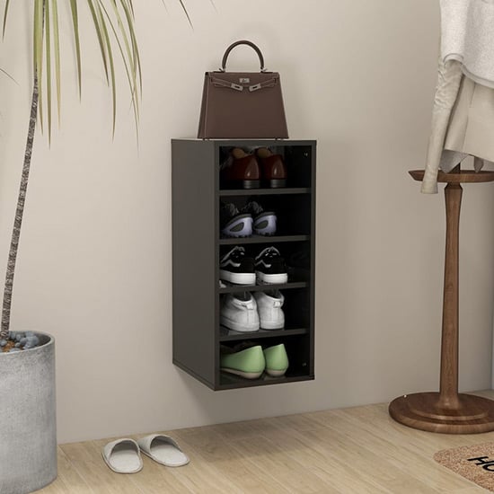Branko High Gloss Shoe Storage Rack With 5 Shelves In Black_1