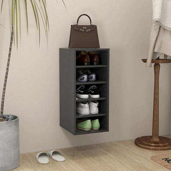 Read more about Branko wooden shoe storage rack with 5 shelves in grey