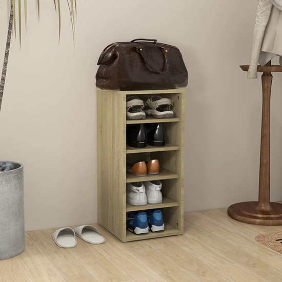 Branko Wooden Shoe Storage Rack With 5 Shelves In Sonoma Oak