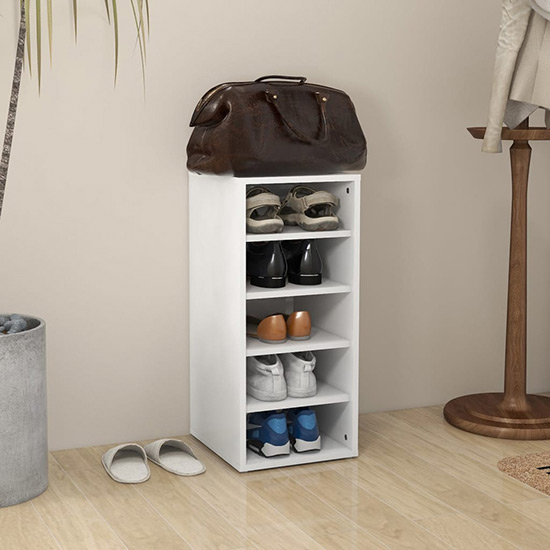 Branko Wooden Shoe Storage Rack With 5 Shelves In White