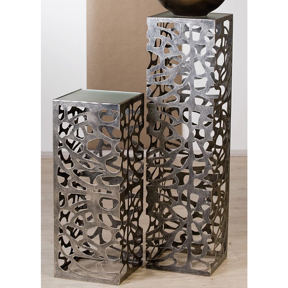 Branson Glass Metal Set Of 2 Decorative Pillar In Bronze
