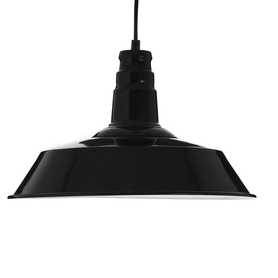 Brantona Round Metal Shade Pendant Light In Black