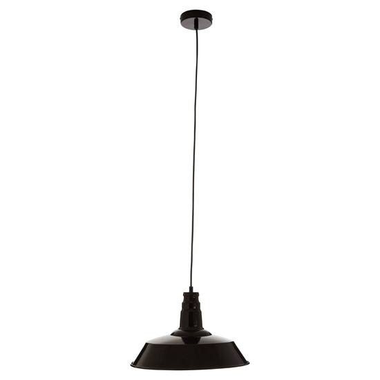 Brantona Round Metal Shade Pendant Light In Black