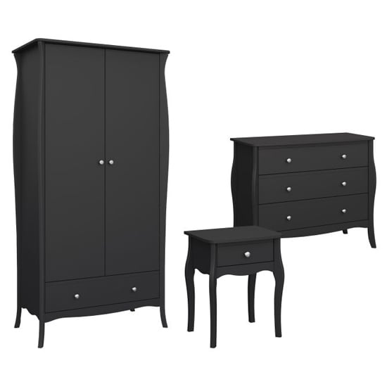 Product photograph of Braque Bedroom Furniture Set With 2 Doors Wardrobe In Black from Furniture in Fashion