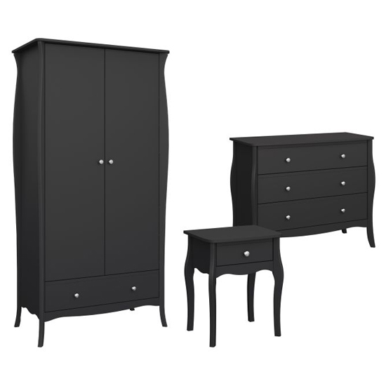 Braque Bedroom Furniture Set With 2 Doors Wardrobe In Black thumbnail