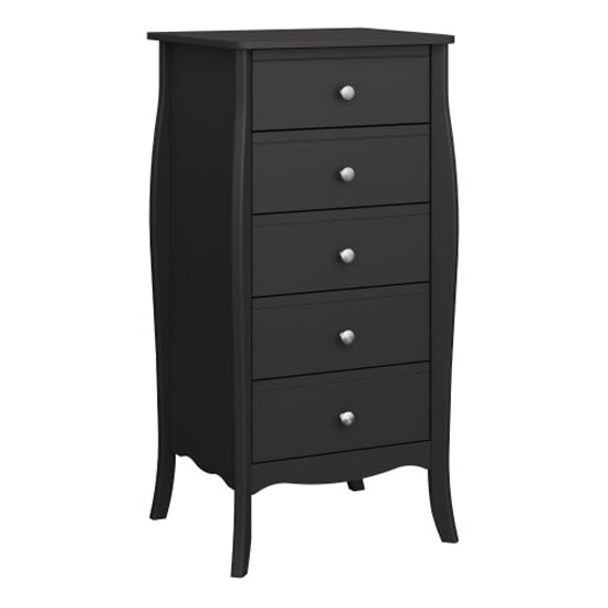 Photo of Braque narrow wooden chest of 5 drawers in black