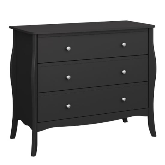 Product photograph of Braque Wide Wooden Chest Of 3 Drawers In Black from Furniture in Fashion