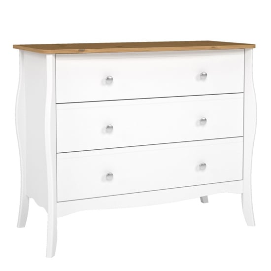 Braque Wooden Chest Of 3 Drawers In Pure White Iced Coffee