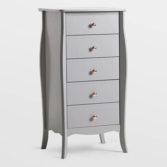 Read more about Braque wooden chest of 5 drawers narrow in grey