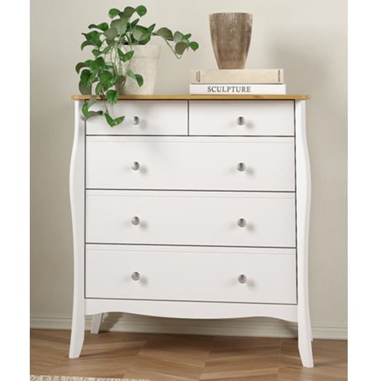 Read more about Braque wooden chest of 5 drawers in pure white iced coffee