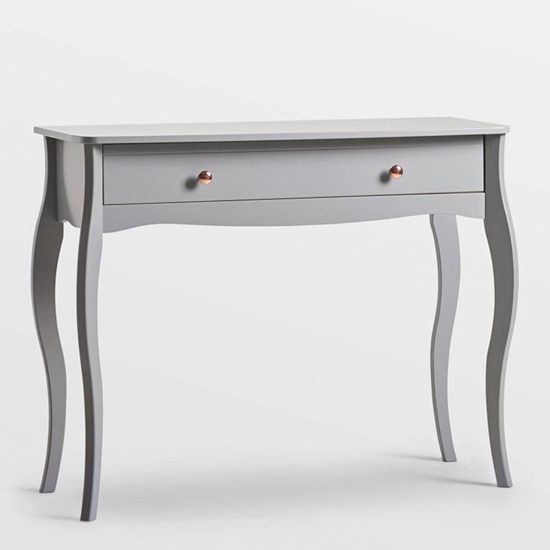 Read more about Braque wooden dressing table in grey with rose gold handles