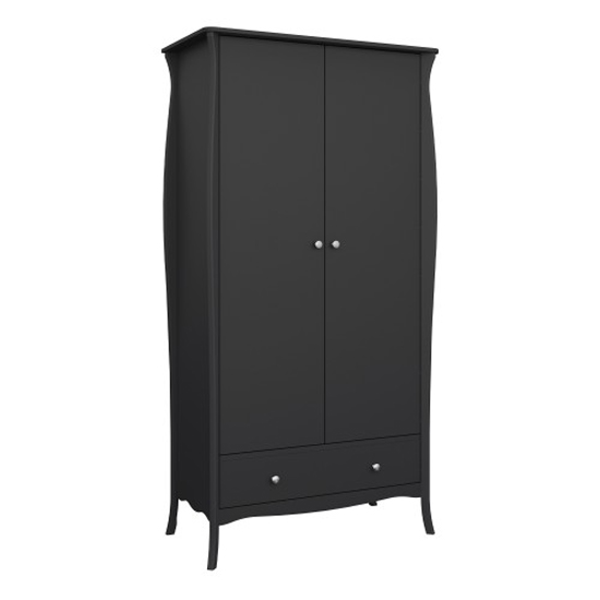 Photo of Braque wooden wardrobe with 2 doors and 1 drawer in black