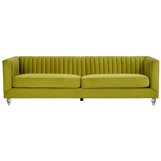 Photo of Belel upholstered velvet 3 seater sofa in green