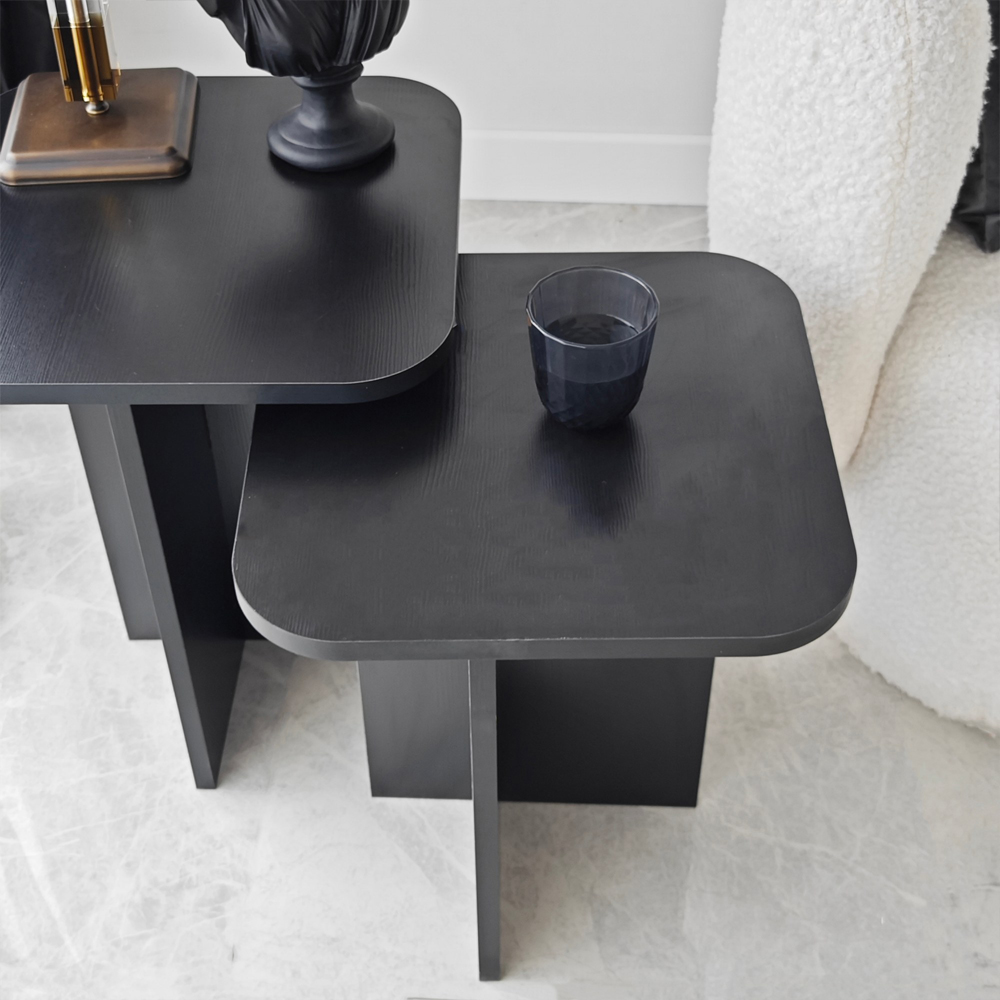 Braxton Wooden Nesting Side Tables in Black