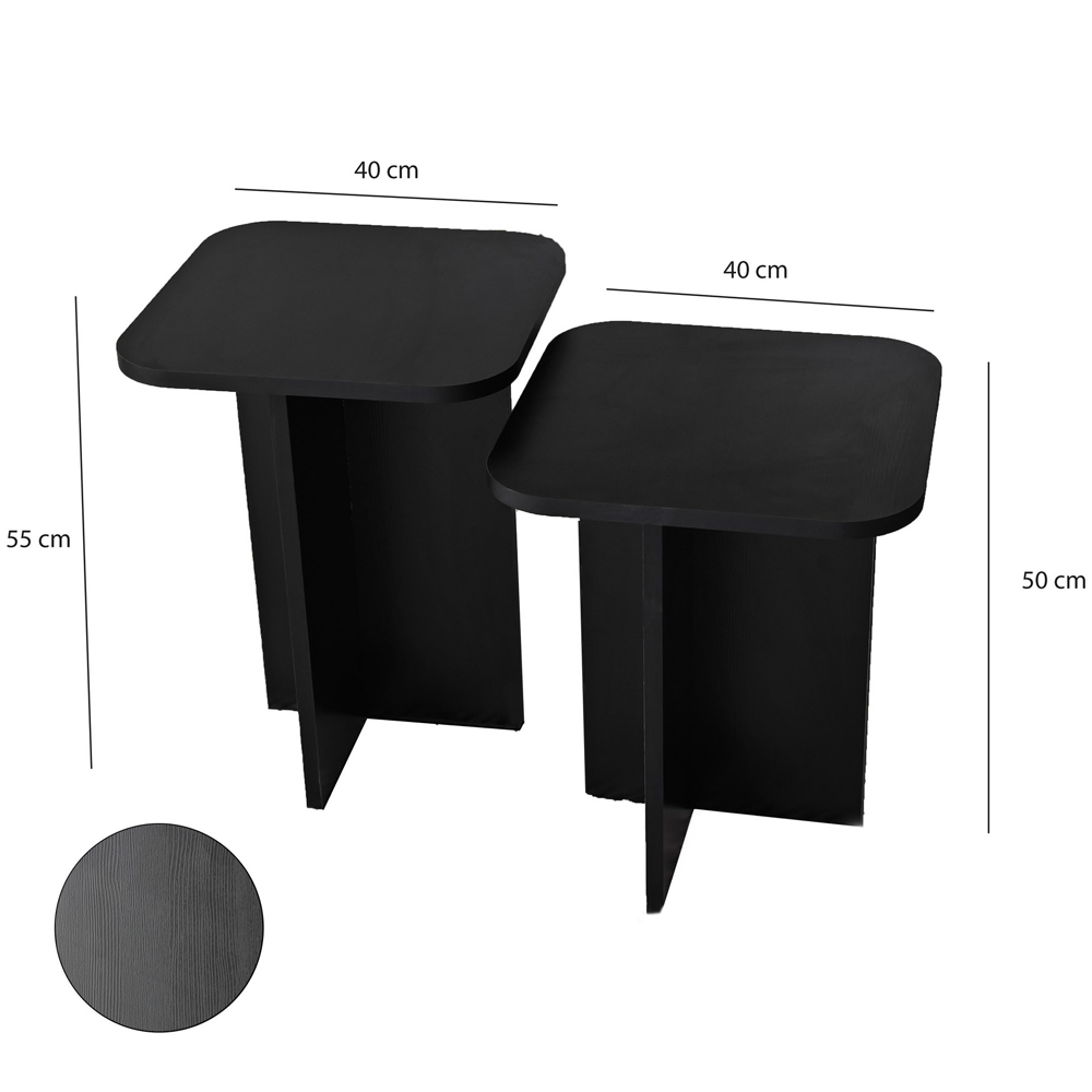 Braxton Wooden Nesting Side Tables in Black