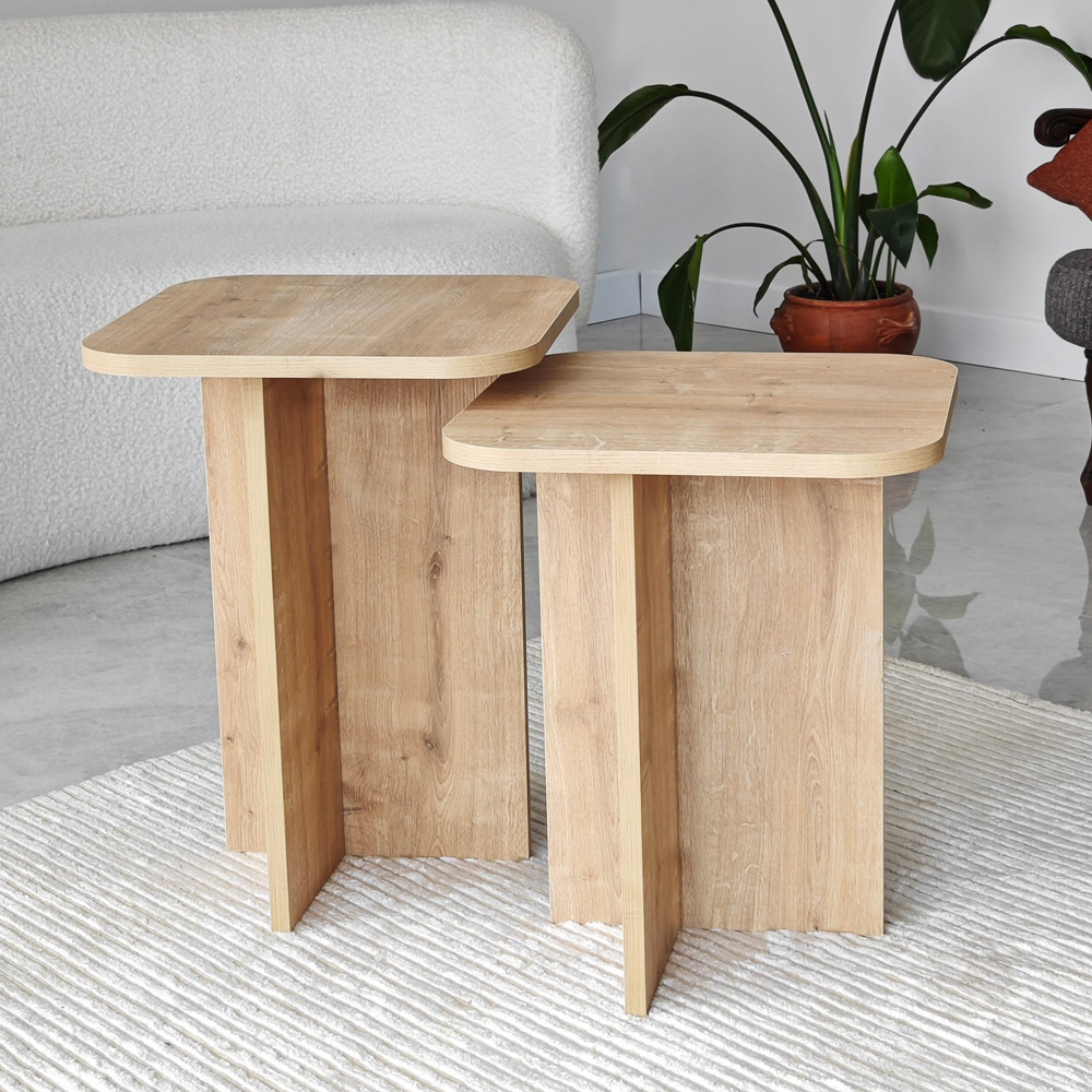 Braxton Wooden Nesting Side Tables in Oak
