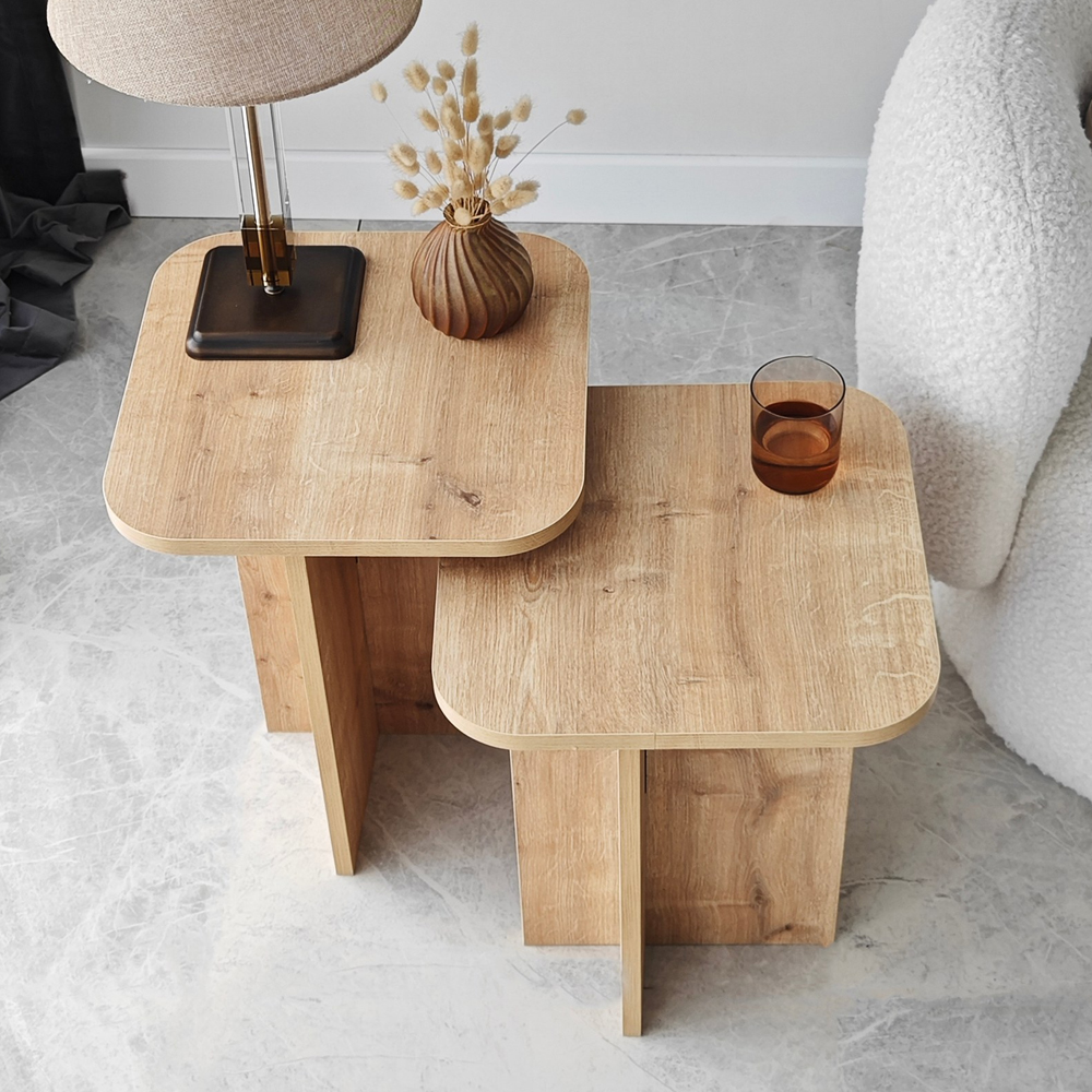 Braxton Wooden Nesting Side Tables in Oak