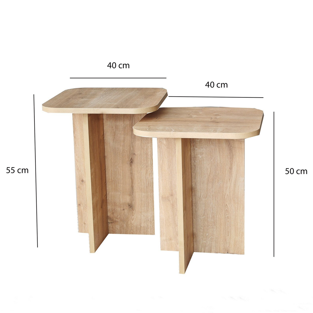 Braxton Wooden Nesting Side Tables in Oak