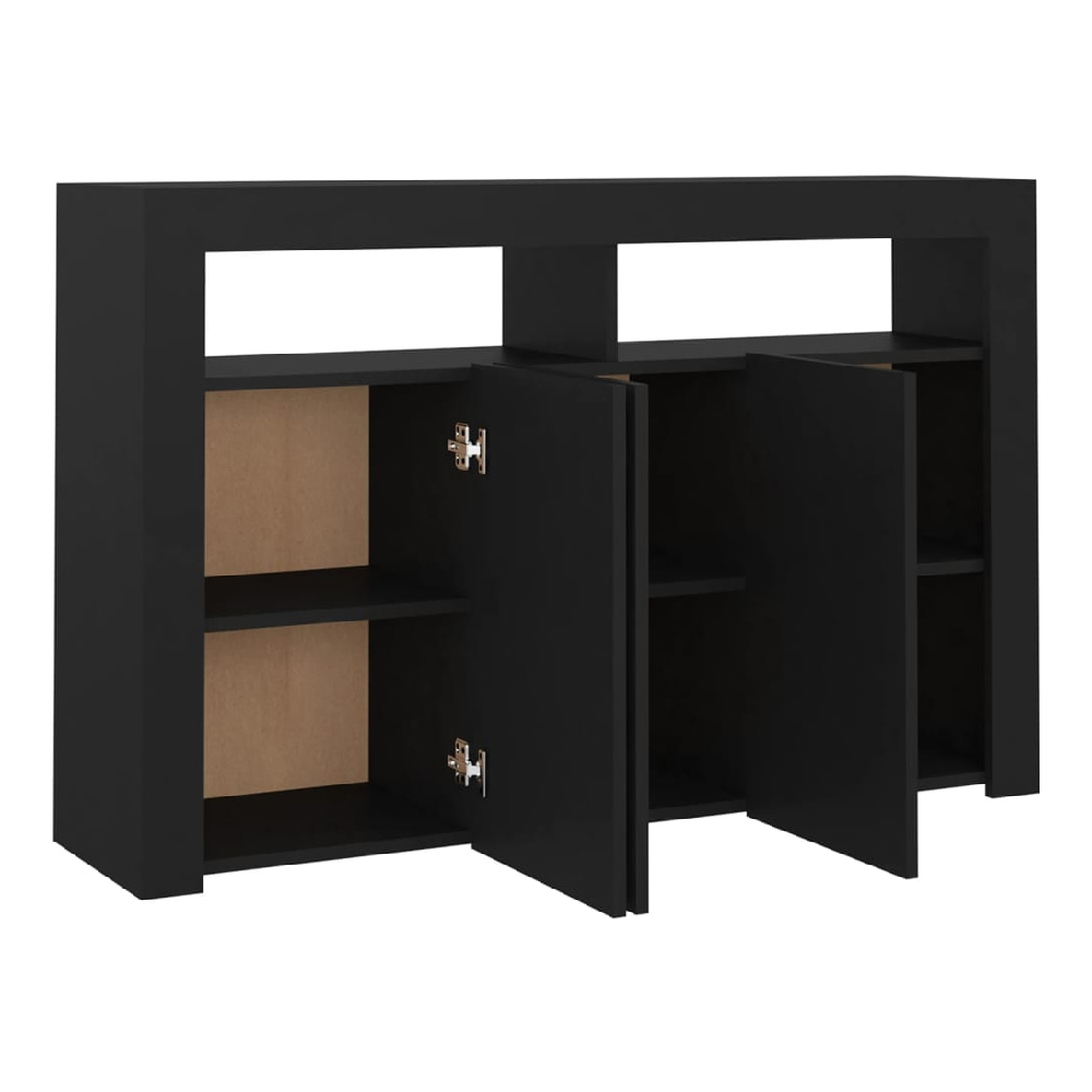 Brea Wooden Storage Cabinet In Black With LED Lights