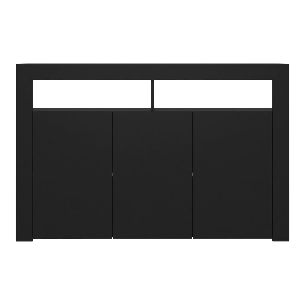 Brea Wooden Storage Cabinet In Black With LED Lights
