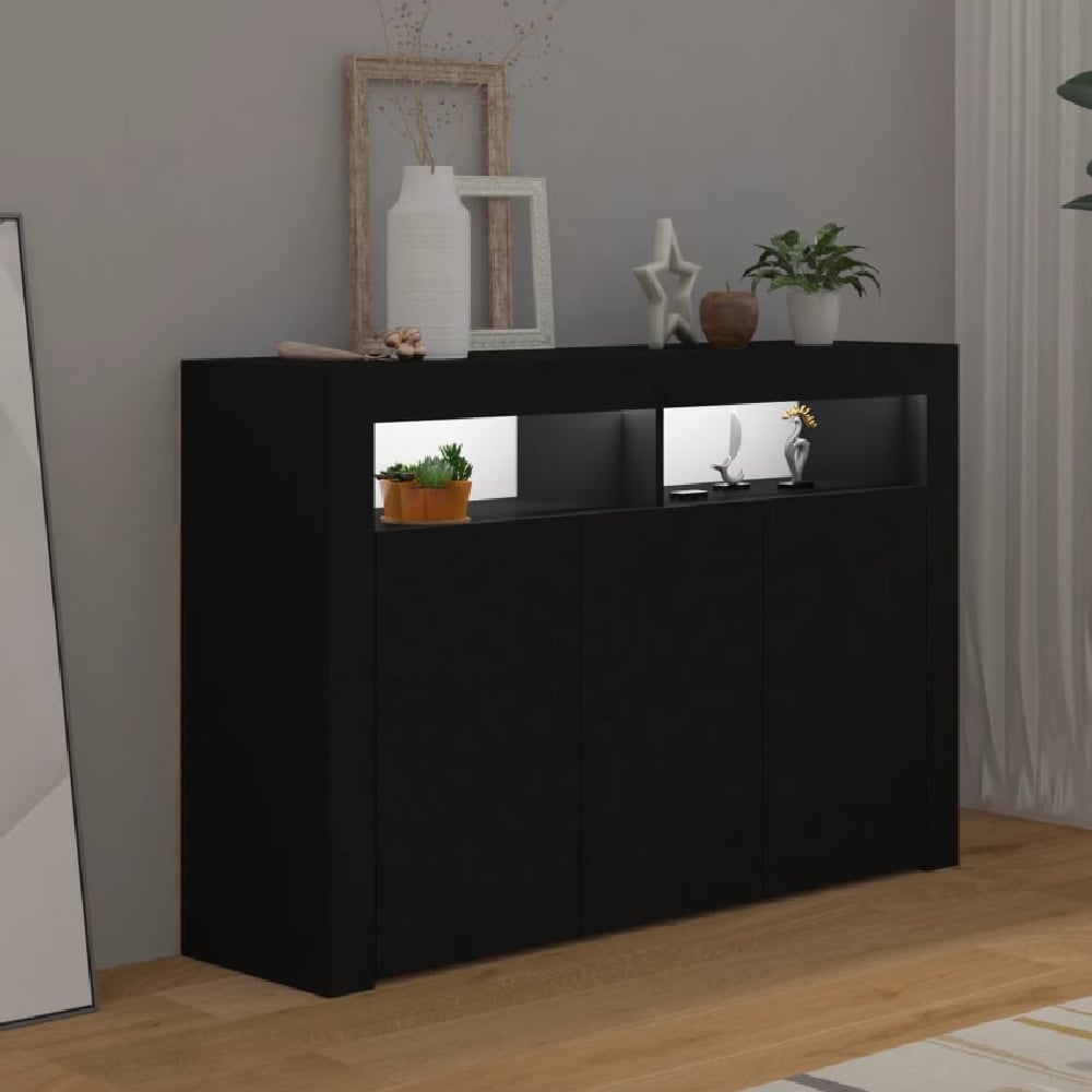 Read more about Brea wooden storage cabinet in black with led lights