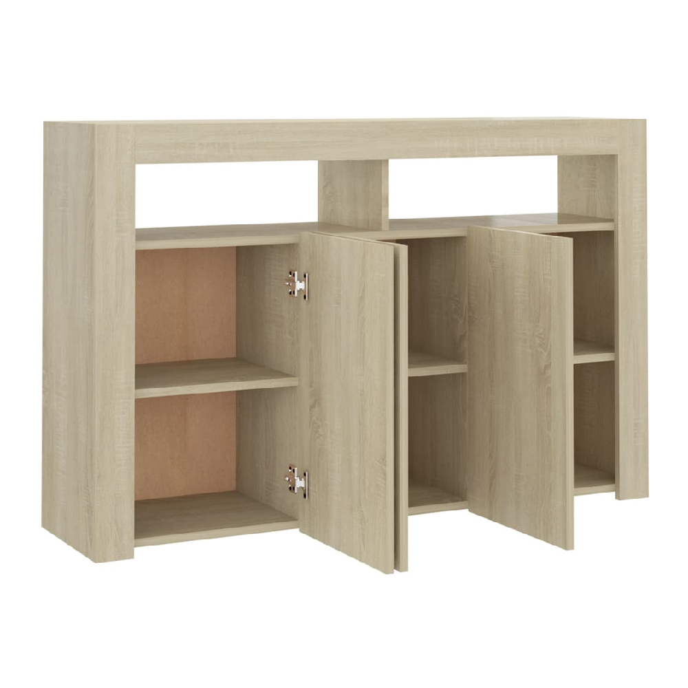 Brea Wooden Storage Cabinet In Sonoma Oak With LED Lights