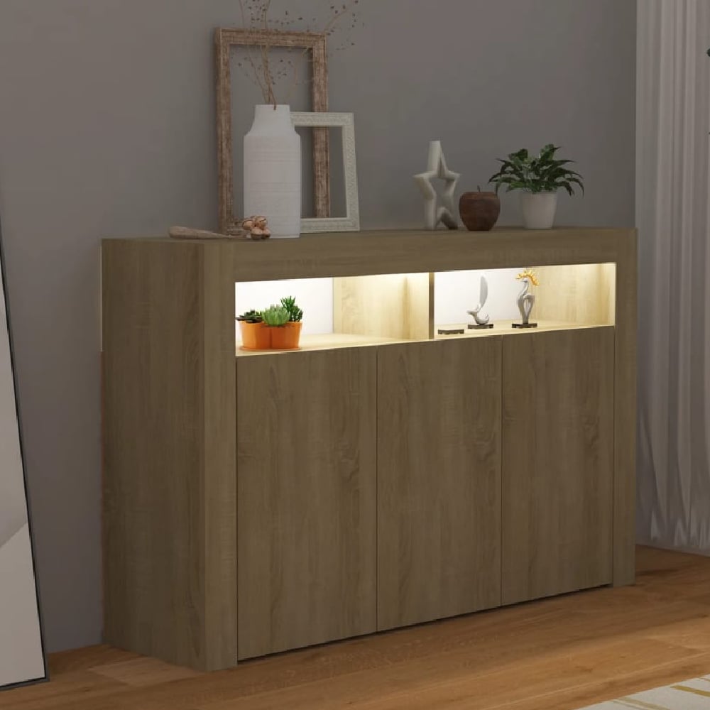 Read more about Brea wooden storage cabinet in sonoma oak with led lights
