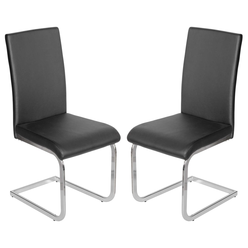Breccia Black PU Leather Dining Chairs In Pair