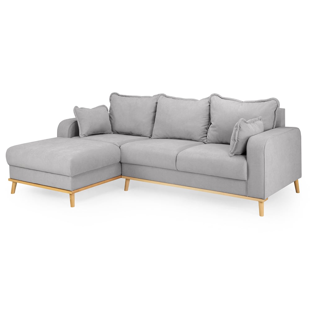 Breccia Fabric Left Hand Corner Sofa In Grey